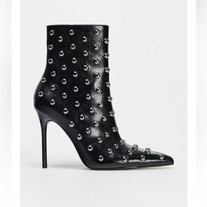 ZARA METAL APPLIQUÉ STILETTO HEELS ANKLE BOOTS